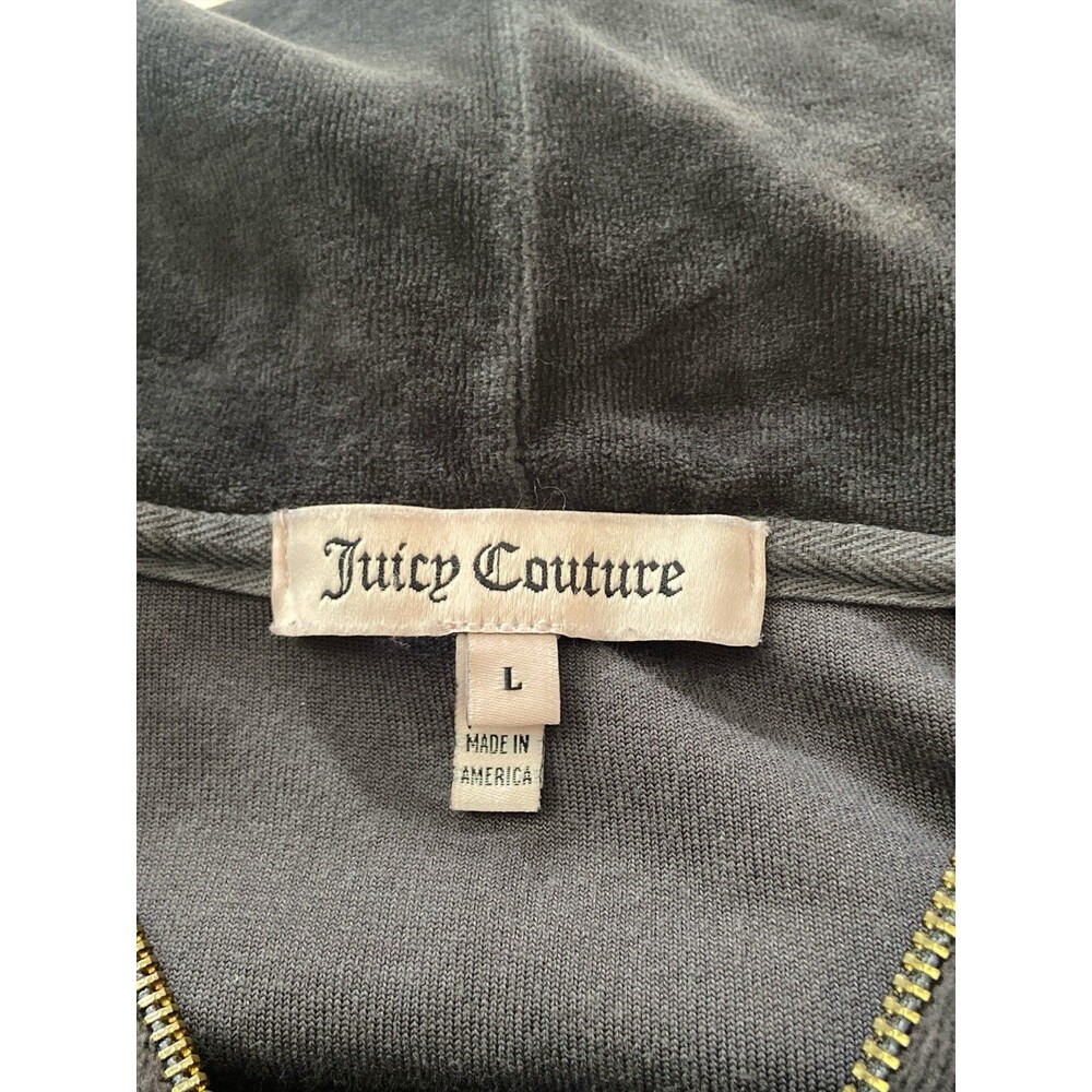 Juicy Couture Women’s Velour Tracksuit Set Black Hoodie Pants Size L Vintage - Picture 7 of 16
